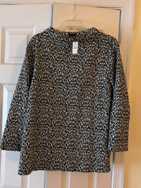 TALBOTS Animal Print Long-Sleeved Knit Top - XL NWT